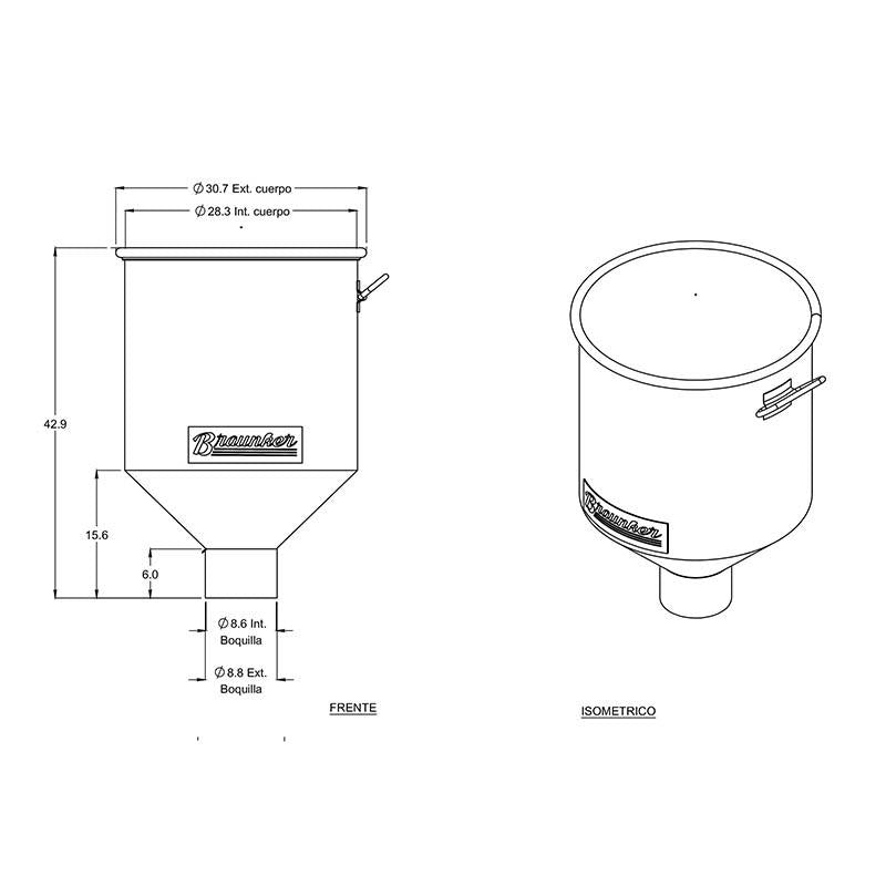 Jarra Patrón 20L con embudo integrado, acero inoxidable