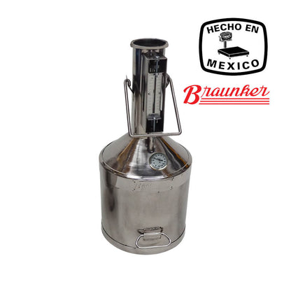 Jarra Patrón Braunker 20L, acero inoxidable con termopozo y termómetro frontal