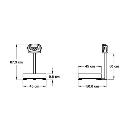 Báscula Braunker De Mesa, 45 x 45 cm, Cubierta Inoxidable, Desde 30Kg
