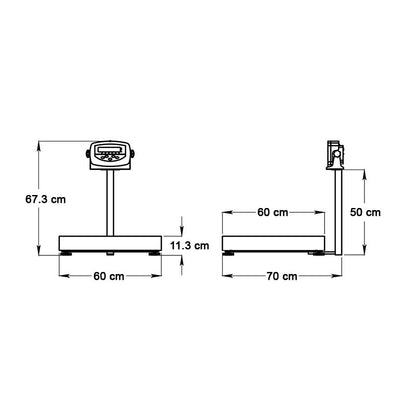 Báscula Braunker De Mesa, 60 x 60 cm, Cubierta Inoxidable, Desde 100Kg